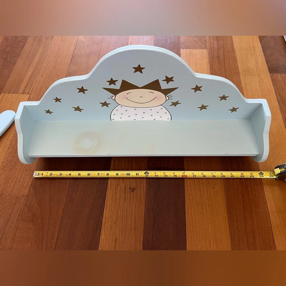Adorable wooden shelf w/ hangers for baby room